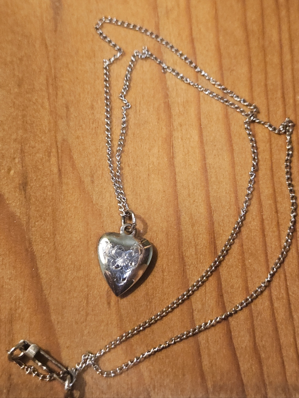 Child's Sterling Silver Puff Heart Necklace